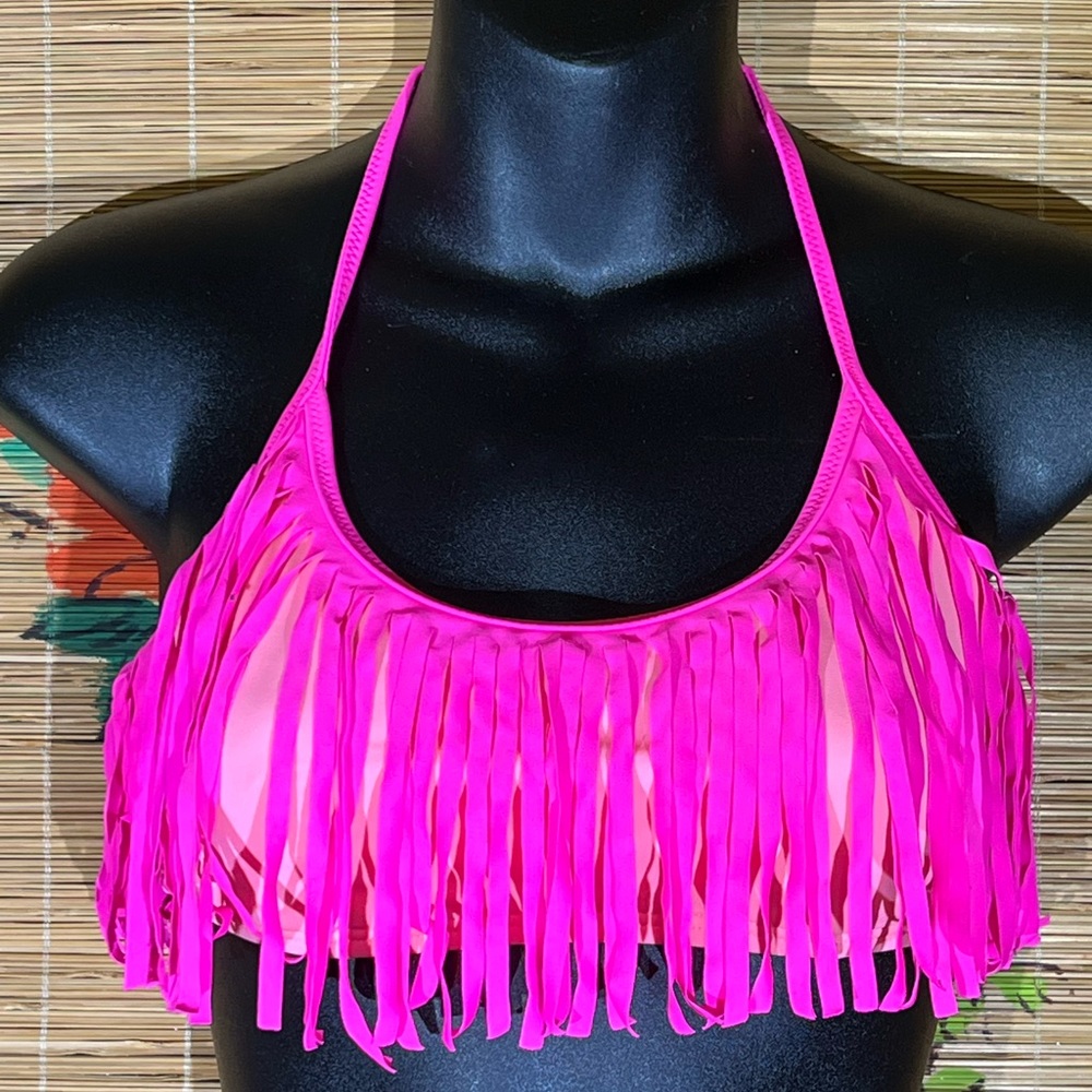 Victoria’s Secret PINK Swim Neon Pink Fringe Halter Top